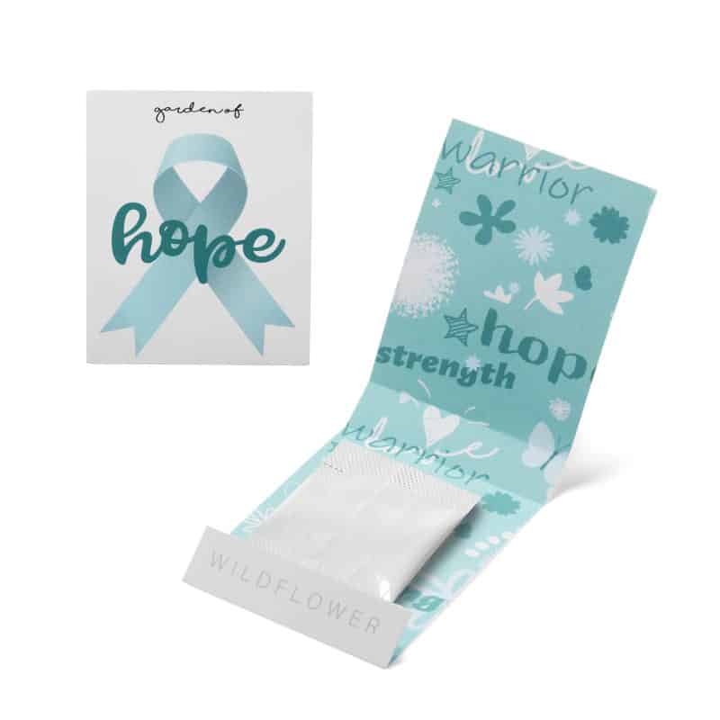 Custom Teal Blue Ribbon Garden of Hope Matchbook