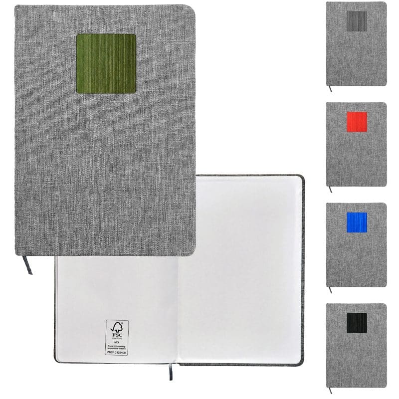 Custom Heathered Recycled Notebook with Metal Accent - 1