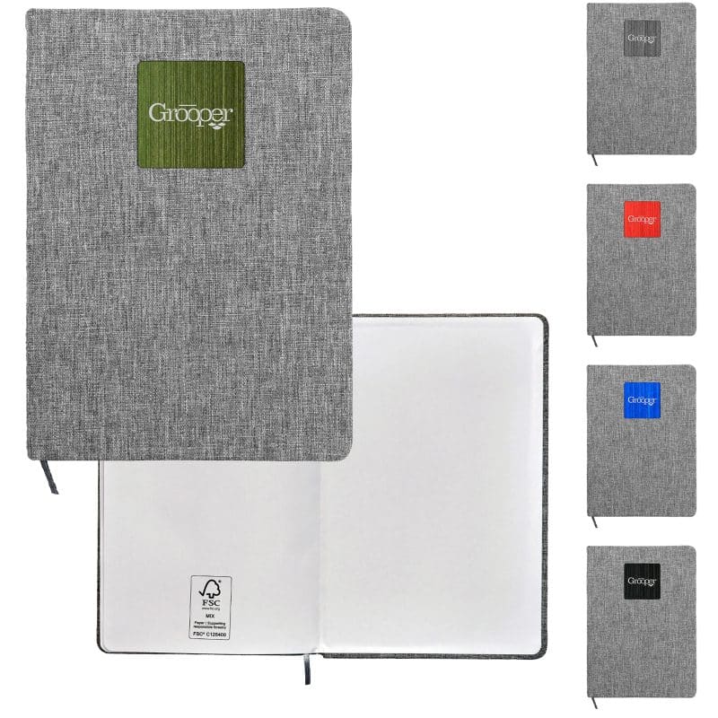Custom Heathered Recycled Notebook with Metal Accent