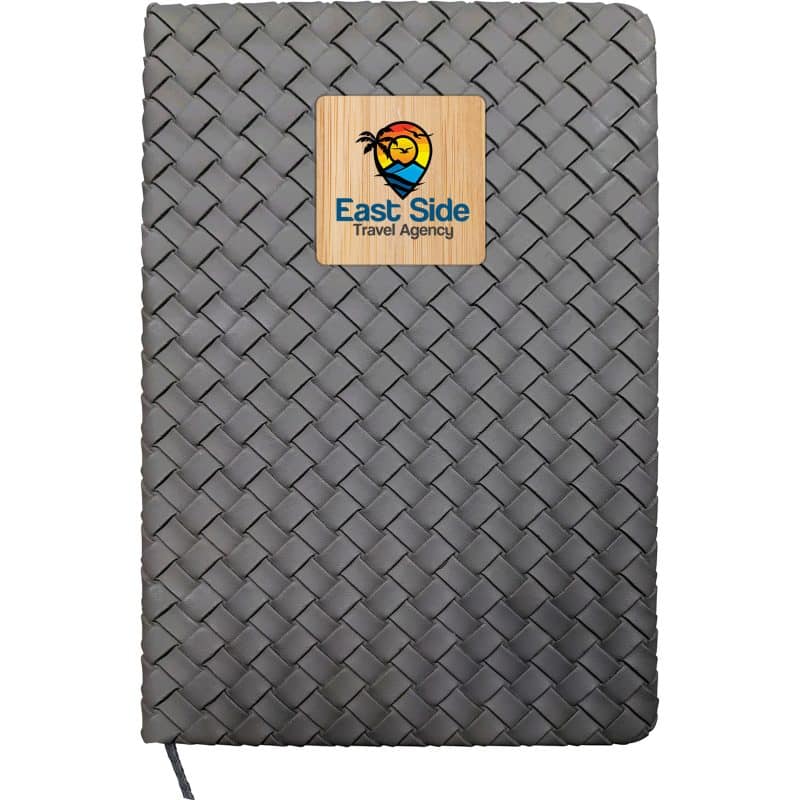 Custom Woven Notebook with Bamboo Accent - 2