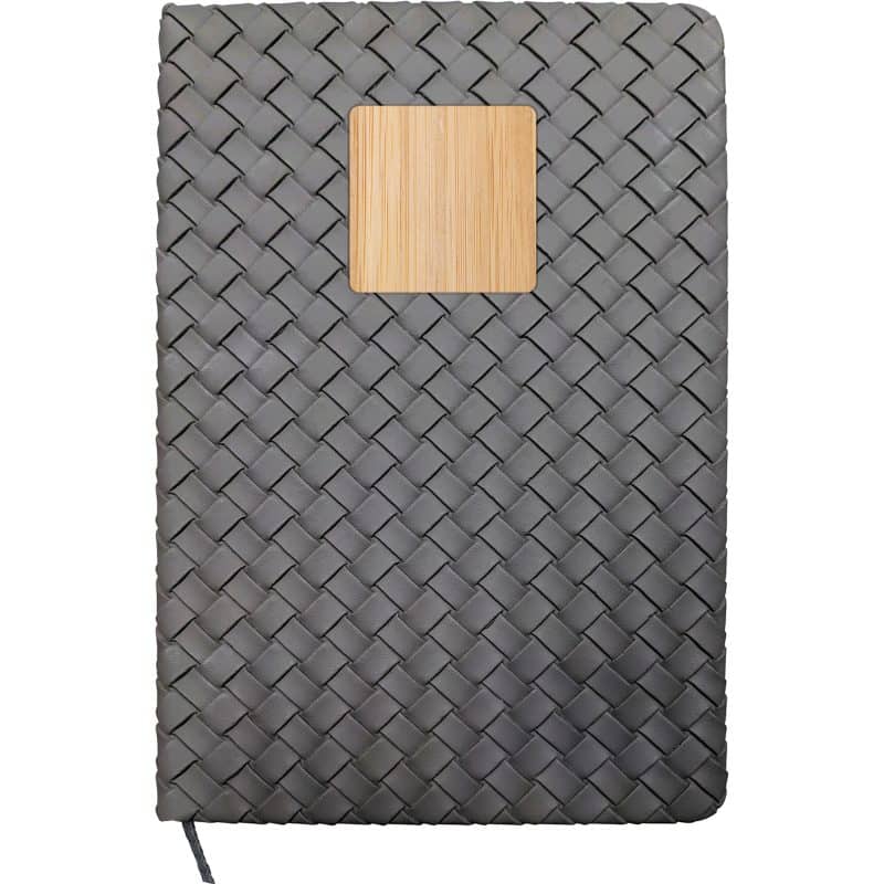 Custom Woven Notebook with Bamboo Accent - 3