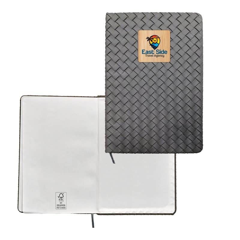 Custom Woven Notebook with Bamboo Accent