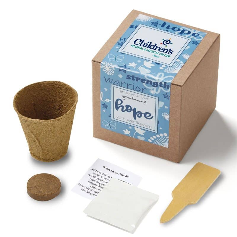 Custom Garden of Hope Planter in Kraft Gift Box (Blue)