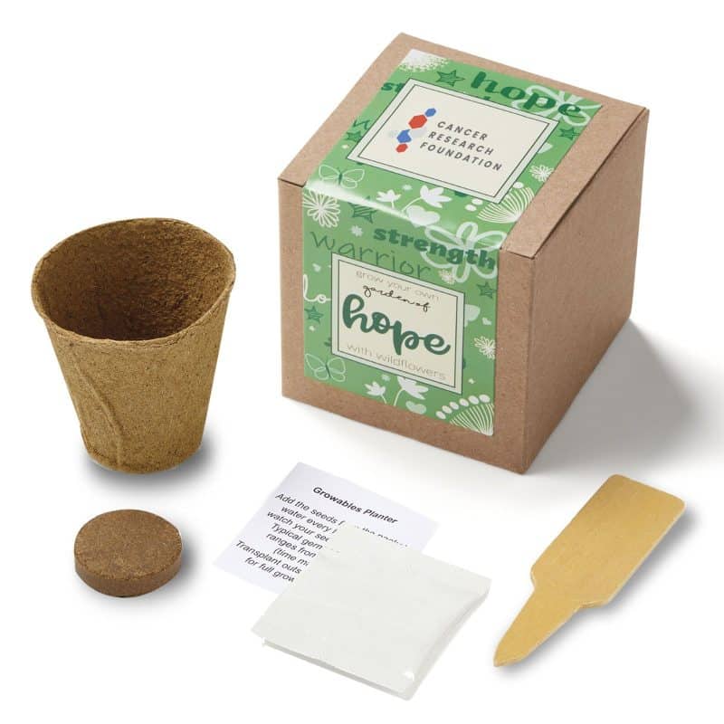 Custom Garden of Hope Planter in Kraft Gift Box (Green)