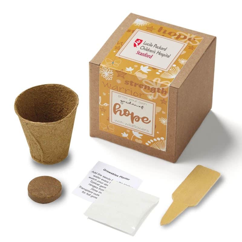 Custom Garden of Hope Planter in Kraft Gift Box (Orange)