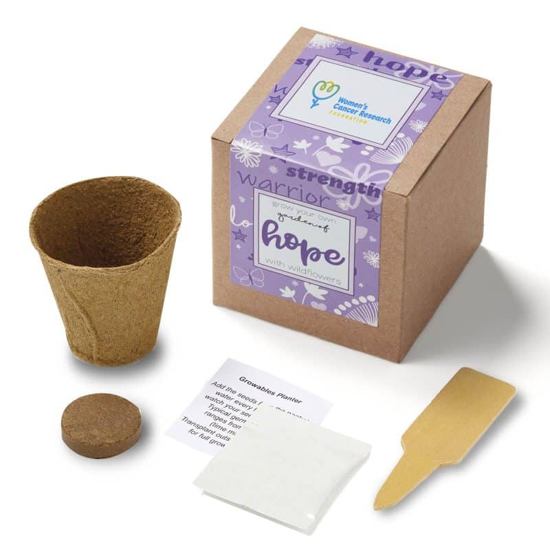 Custom Garden of Hope Planter in Kraft Gift Box (Purple)