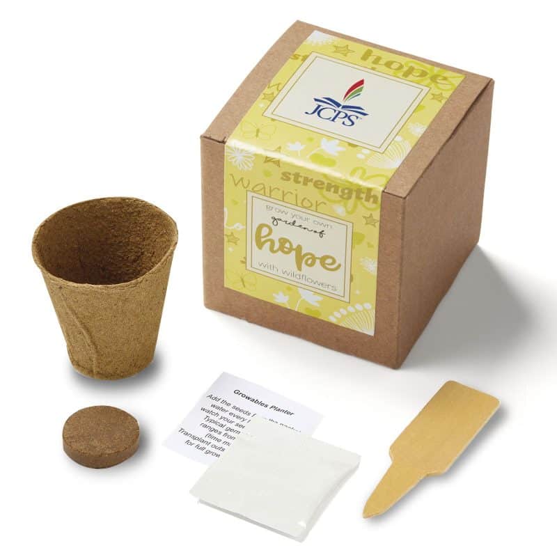 Custom Garden of Hope Planter in Kraft Gift Box (Yellow)