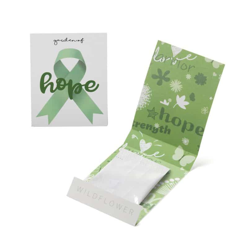 Custom Green Ribbon Garden of Hope Matchbook