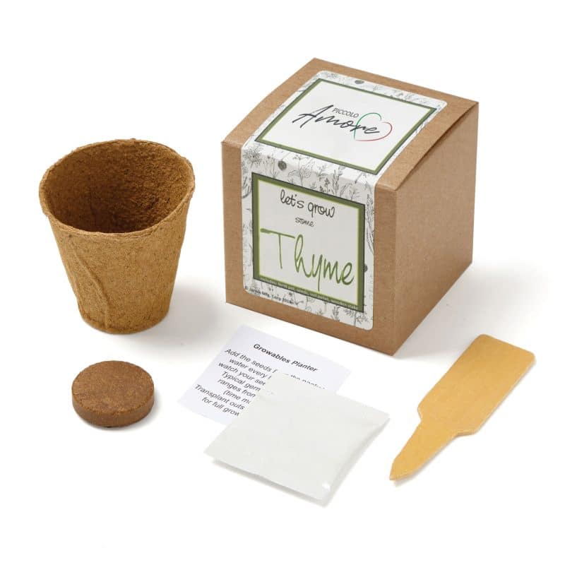 Custom Growables Planter In Kraft Gift Box w/Seeds (Thyme)