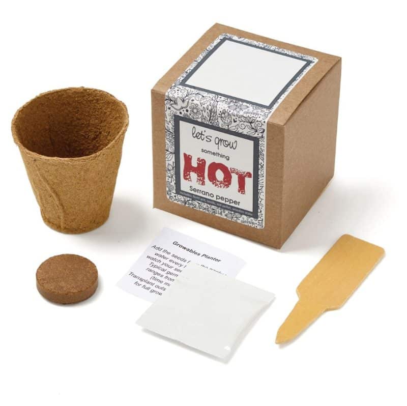 Custom Growables Planter in Kraft Gift Box w/Seeds (Serrano Peppers) - 1
