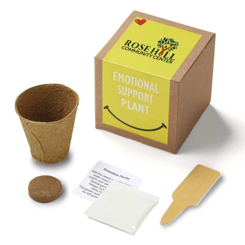 Custom Inspirational Emotional Support Planter in Kraft Gift Box