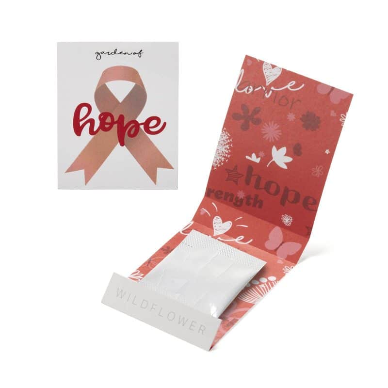 Custom Red Ribbon Garden of Hope Matchbook