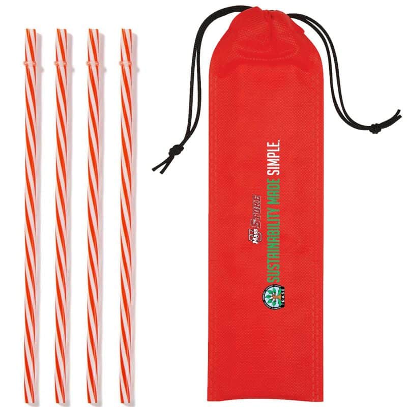 Custom Reusable Straws in Full Color Drawstring Pouch - 3