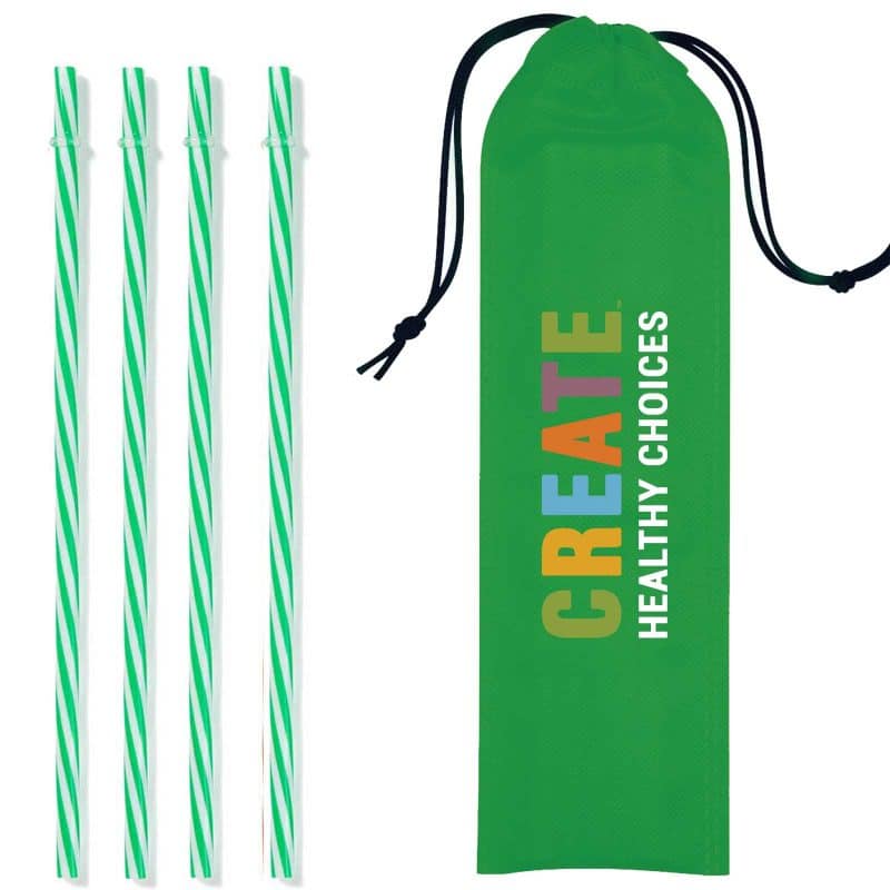 Custom Reusable Straws in Full Color Drawstring Pouch - 4