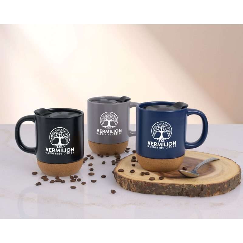 Custom Cork Bottom Ceramic Mug 13 Oz With Lid - 6