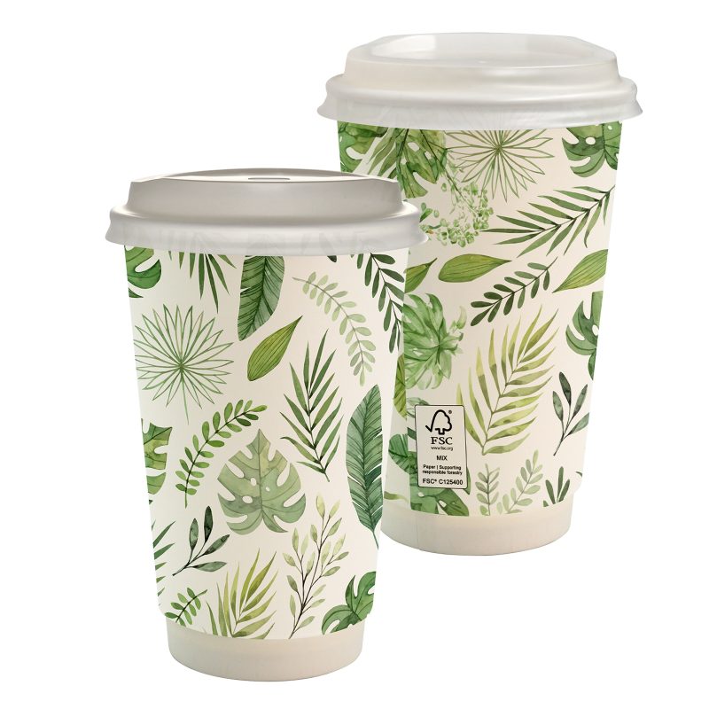 Custom 16 oz. Full Color Earth Paper Cup With Lid - 1