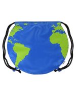 Custom Recycled Polyester Globe Earth Drawstring Bag - 2